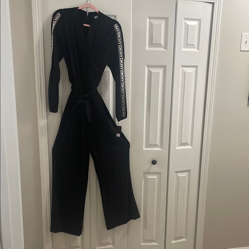 Black Jumpsuit with Logo Detail